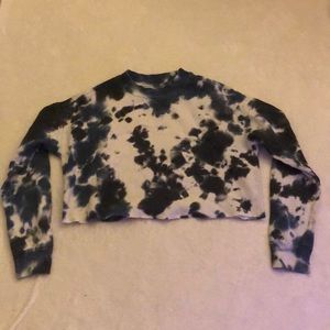 Blue and White Tie Dye Cropped Sweater